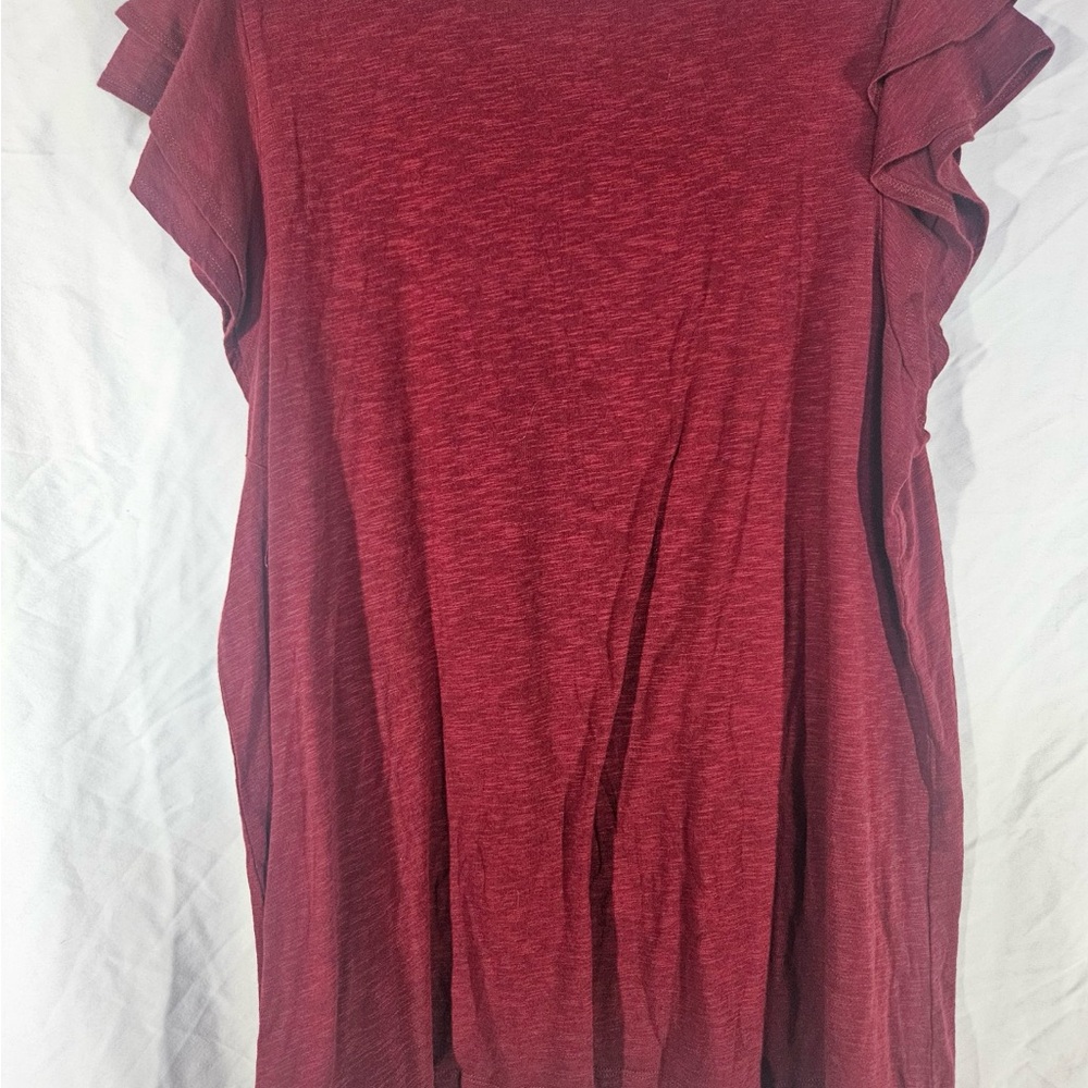 Torrid Burgundy Ruffle Sleeve Tee - Picture 2 of 6